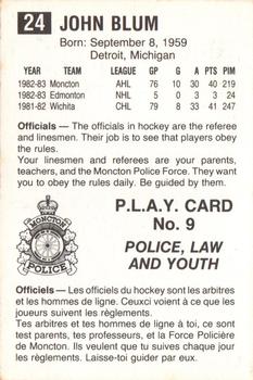 1983-84 Moncton Alpines (AHL) Police #9 John Blum Back
