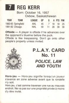 1983-84 Moncton Alpines (AHL) Police #11 Reg Kerr Back