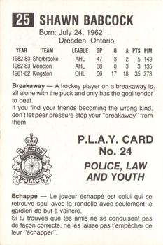 1983-84 Moncton Alpines (AHL) Police #24 Shawn Babcock Back