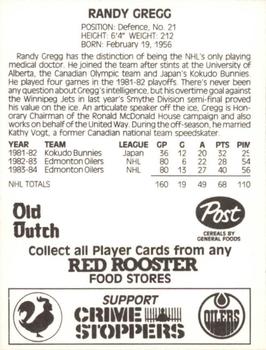 1984-85 Red Rooster Edmonton Oilers #NNO Randy Gregg Back