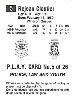 1984-85 Nova Scotia Oilers (AHL) Police #5 Rejean Cloutier Back