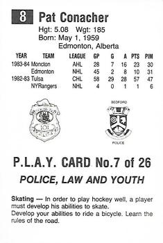 1984-85 Nova Scotia Oilers (AHL) Police #7 Pat Conacher Back