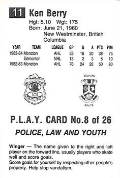 1984-85 Nova Scotia Oilers (AHL) Police #8 Ken Berry Back