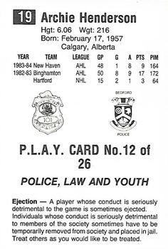 1984-85 Nova Scotia Oilers (AHL) Police #12 Archie Henderson Back