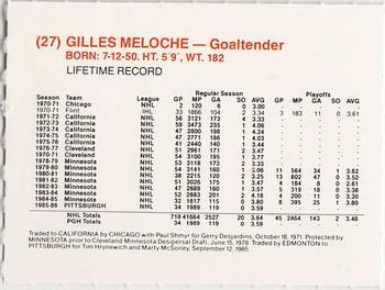 1986-87 Kodak Pittsburgh Penguins #NNO Gilles Meloche Back