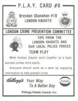 1986-87 London Knights (OHL) Police #6 Brendan Shanahan Back
