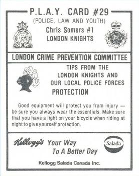 1986-87 London Knights (OHL) Police #29 Chris Somers Back