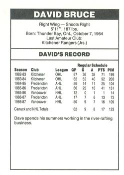 1987-88 Shell Oil Vancouver Canucks #NNO David Bruce Back