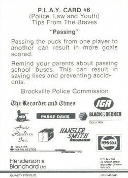 1987-88 Brockville Braves (CJAHL) Police #6 Paul MacLean Back