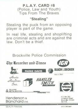 1987-88 Brockville Braves (CJAHL) Police #8 Alain Marchessault Back
