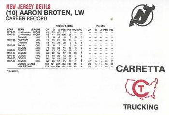 1988-89 Carretta New Jersey Devils #NNO Aaron Broten Back