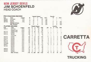 1988-89 Carretta New Jersey Devils #NNO Jim Schoenfeld Back