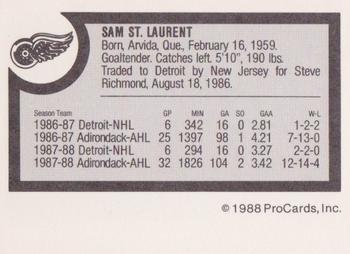 1988-89 ProCards Adirondack Red Wings (AHL) #NNO Sam St. Laurent Back