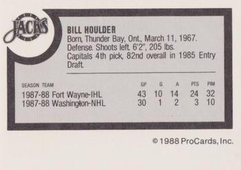 1988-89 ProCards Baltimore Skipjacks (AHL) #NNO Bill Houlder Back