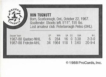 1988-89 ProCards Halifax Citadels (AHL) #NNO Ron Tugnutt Back