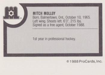 1988-89 ProCards Maine Mariners (AHL) #NNO Mitch Molloy Back