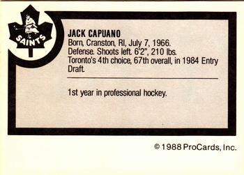 1988-89 ProCards Newmarket Saints (AHL) #NNO Jack Capuano Back