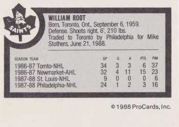 1988-89 ProCards Newmarket Saints (AHL) #NNO Bill Root Back