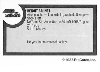 1988-89 ProCards Sherbrooke Canadiens (AHL) #NNO Benoit Brunet Back