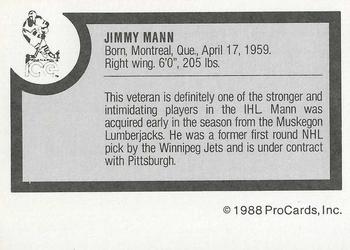1988-89 ProCards Indianapolis Ice (IHL) #NNO Jimmy Mann Back