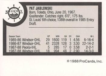 1988-89 ProCards Peoria Rivermen (IHL) #NNO Pat Jablonski Back