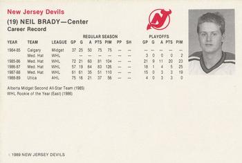 1989-90 New Jersey Devils #NNO Neil Brady Back