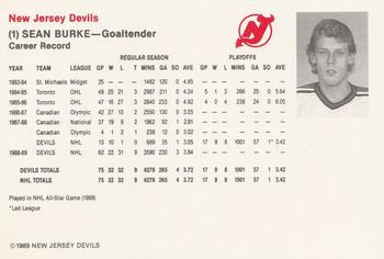 1989-90 New Jersey Devils #NNO Sean Burke Back