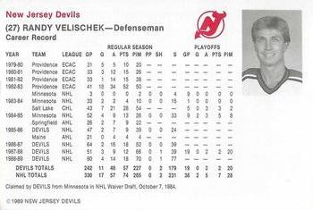 1989-90 New Jersey Devils #NNO Randy Velischek Back