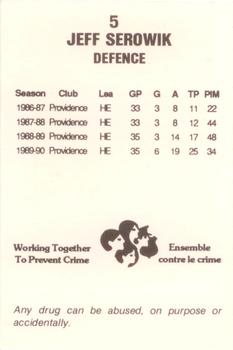 1990-91 Newmarket Saints (AHL) Police #NNO Jeff Serowik Back