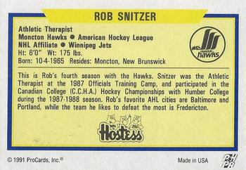 1991-92 Moncton Hawks (AHL) #NNO Rob Snitzer Back