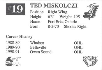 1991-92 Johnstown Chiefs (ECHL) #NNO Ted Miskolczi Back