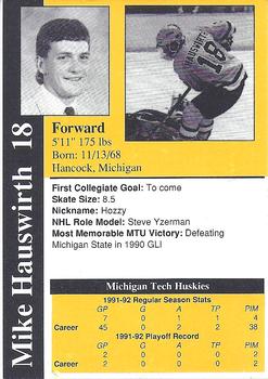 1991-92 Michigan Tech Huskies (NCAA) #NNO Mike Hauswirth Back