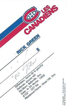 1986-87 Montreal Canadiens #NNO Rick Green Back