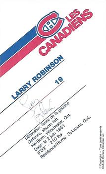 1986-87 Montreal Canadiens #NNO Larry Robinson Back