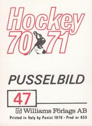 1970-71 Williams Hockey (Swedish) #47 USSR vs. Sweden Back