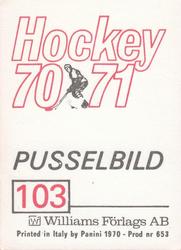 1970-71 Williams Hockey (Swedish) #103 Finland vs. CSSR Back