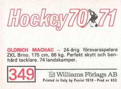 1970-71 Williams Hockey (Swedish) #349 Oldrich Machac Back