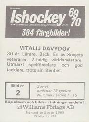 1969-70 Williams Ishockey (Swedish) #2 Vitalij Davydov Back