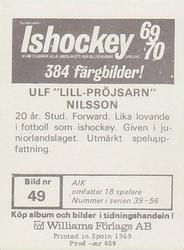 1969-70 Williams Ishockey (Swedish) #49 Ulf Nilsson Back
