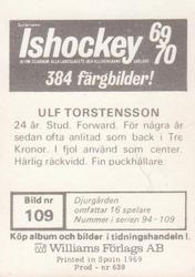 1969-70 Williams Ishockey (Swedish) #109 Ulf Torstensson Back