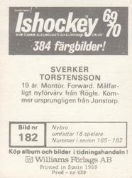 1969-70 Williams Ishockey (Swedish) #182 Sverker Torstensson Back
