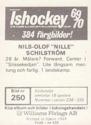 1969-70 Williams Ishockey (Swedish) #250 Nils-Olov Schilstrom Back