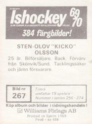 1969-70 Williams Ishockey (Swedish) #267 Sten-Olov Olsson Back