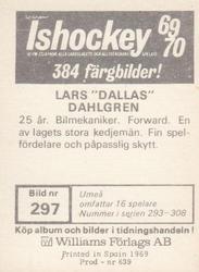1969-70 Williams Ishockey (Swedish) #297 Lars Dahlgren Back