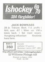 1969-70 Williams Ishockey (Swedish) #350 Jack Bownass Back
