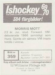 1969-70 Williams Ishockey (Swedish) #359 Morris Mott Back