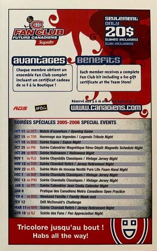 2005-06 Montreal Canadiens #NNO Header Card Back