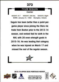 2015-16 Upper Deck Portfolio #273 Tyler Seguin Back