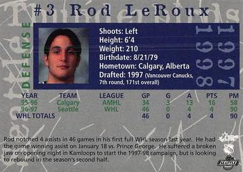 1997-98 Seattle Thunderbirds (WHL) #NNO Rod LeRoux Back