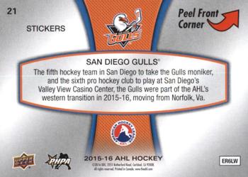 2015-16 Upper Deck AHL - Wordmark Logo Stickers #21 San Diego Gulls Back